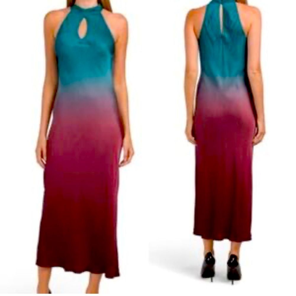 YOUNG FABULOUS & BROKE by Anthropologie Ombré Halter Maxi Dress Lou Lou
